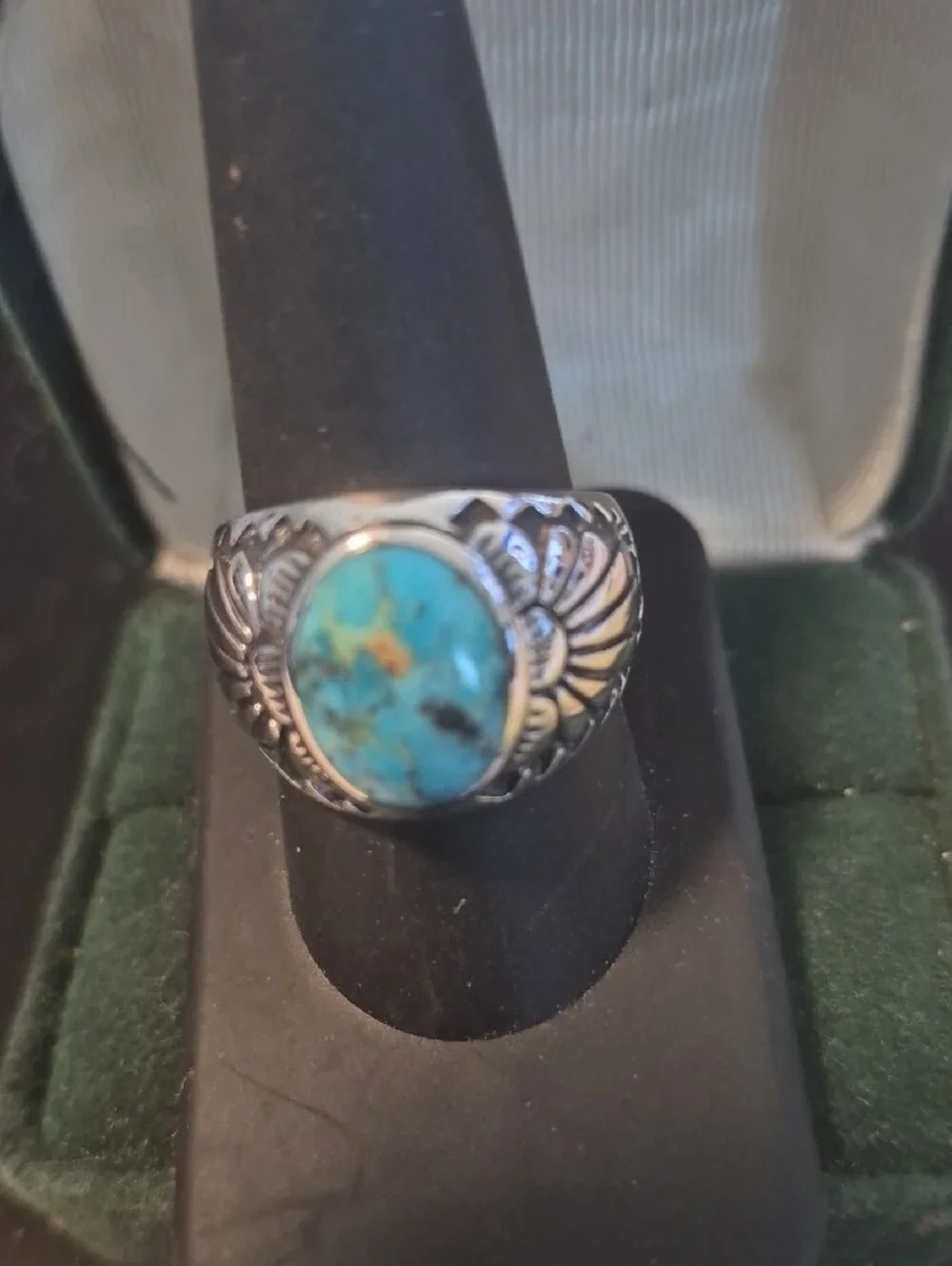 Turquoise Oval Stone Sterling Silver Women's Ring - Blue Turquoise